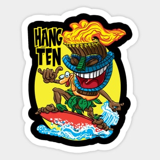 Hang 10 Tiki Surfer Sticker